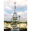 White Jade Rocket and Inline 4 boutons Perc Glass Water Pipe